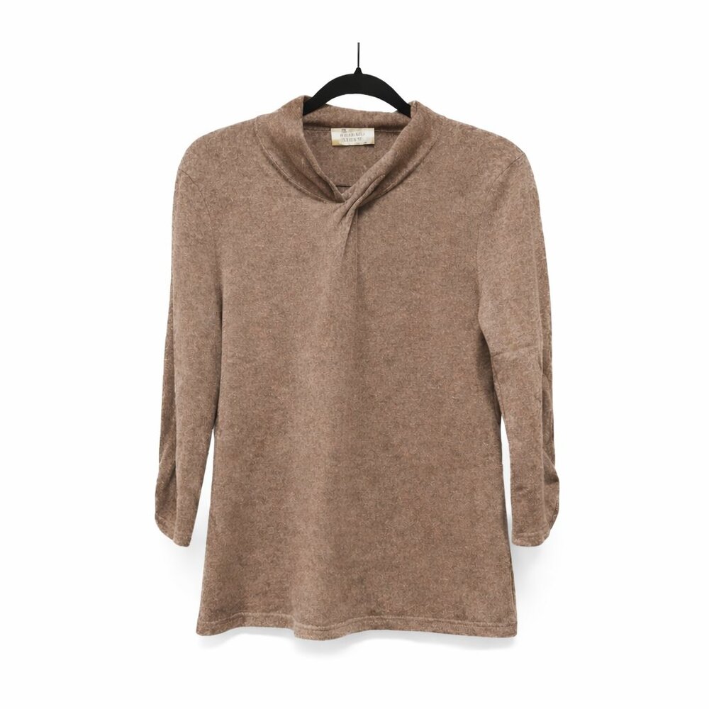 Nordstrom 100% Cashmere Brown Sweater Womens S 3/4 Length Sleeve Cozy Cabin